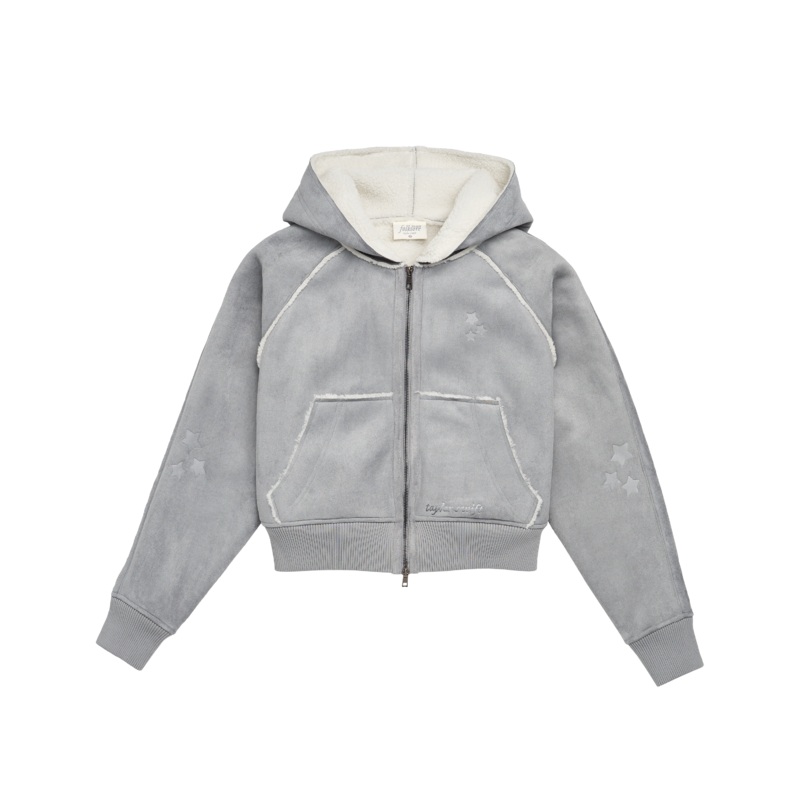 Folklore Album Gray Faux Shearling Jacket