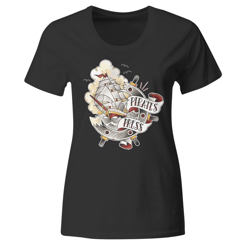 Pirates Press – Full Color Tattoo Ship – Black – T-Shirt – Fitted