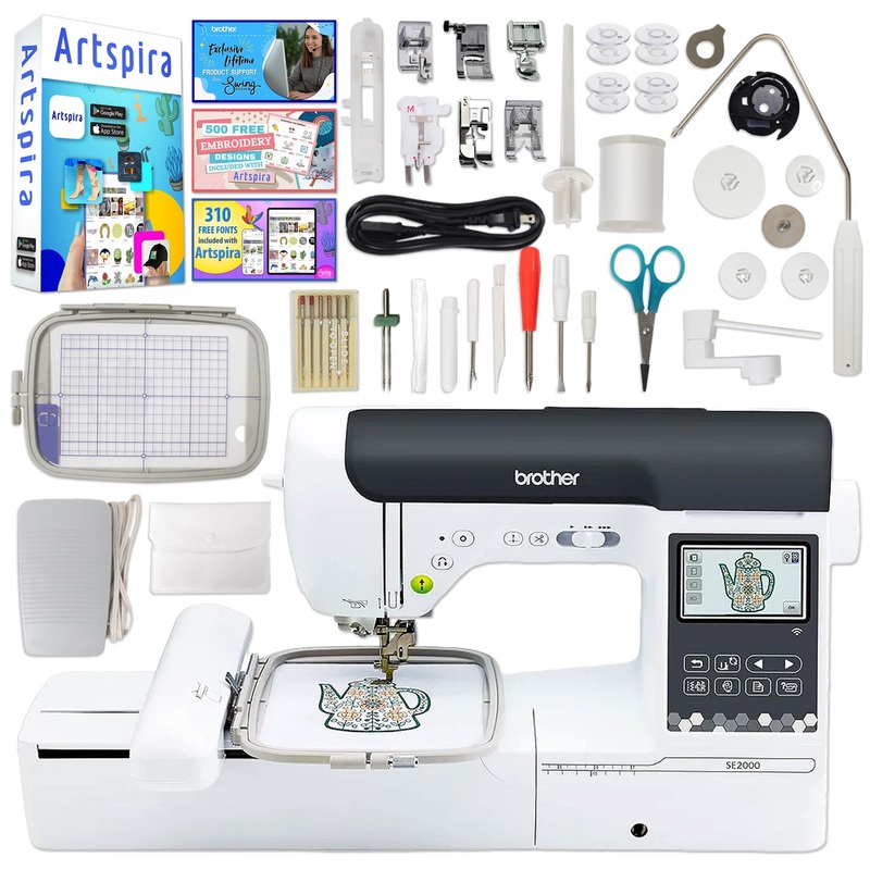 Brother SE2000 Embroidery & Sewing Machine w/ 5″ x 7″ Hoop & 40+ Accessories