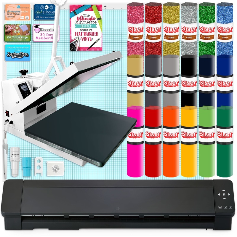 Silhouette Cameo 5 PRO MK-II with 15″ x 15″ White Heat Press & Siser HTV