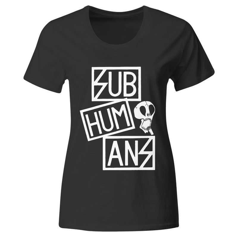 Subhumans – Small Skull & Three Part Logo – Black – T-Shirt – Fitted