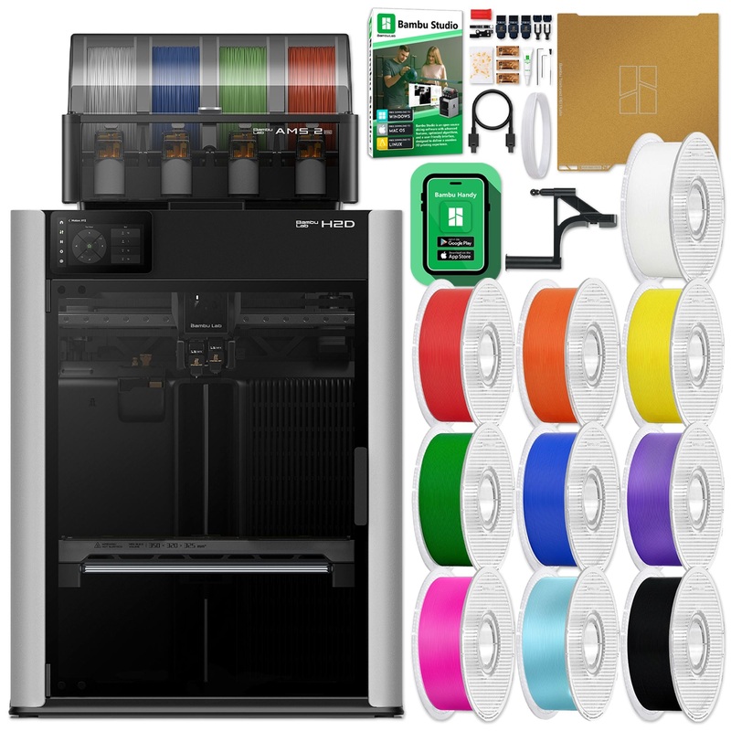 Bambu Lab H2D Dual Head 3D Printer Bundle with Filament & AMS 2 PRO System