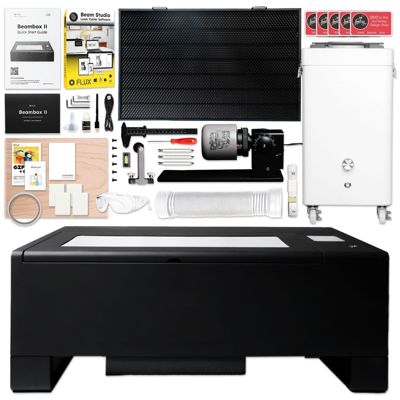 FLUX Beambox II 55W C02 Laser Cutter with 4-in-1 Rotary Tool, Riser & Air Filter