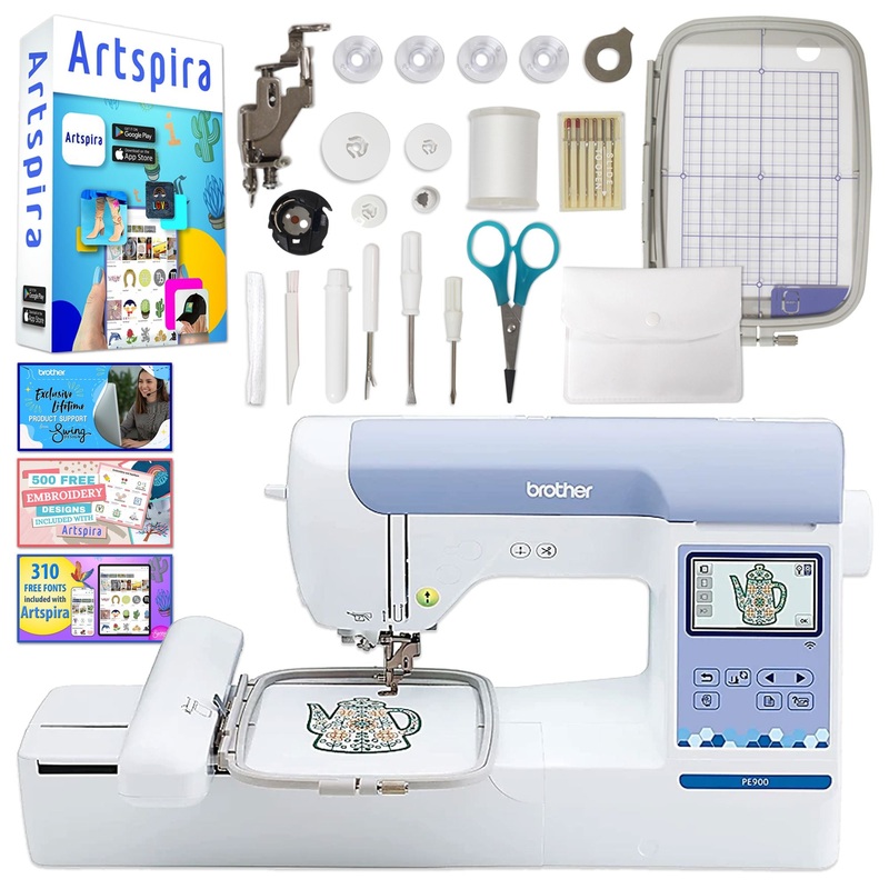Brother PE900 5″ x 7″ Embroidery Machine with 5″ x 7″ Hoop & Accessories