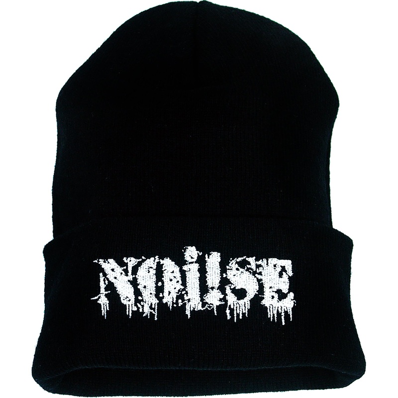 NOi!SE – Text Logo White On Black – Cuffed Beanie