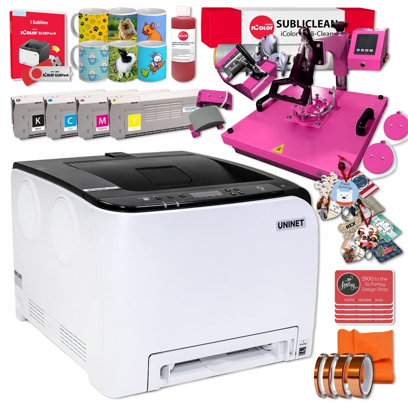 Uninet IColor 350 Laser Dye Sublimation Printer w/ 15″ x 15″ 8-in-1 Heat Press