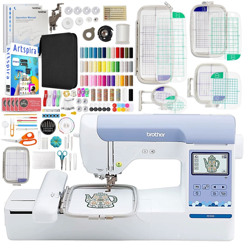 Brother PE900 5″ x 7″ Embroidery Machine with Deluxe Hoop Bundle