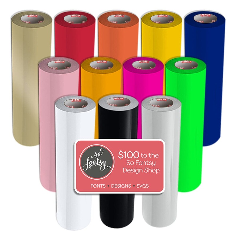 Siser Easyweed Heat Transfer 12 Roll Bundle with Designs – 15″ x 3 ft Rolls