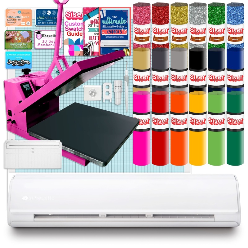 Silhouette Cameo 5 PLUS w/ 15″ x 15″ Pink Heat Press & Siser HTV