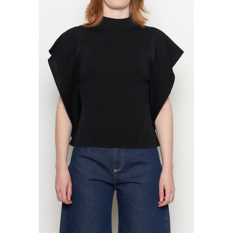 Portrait Crease Top Black