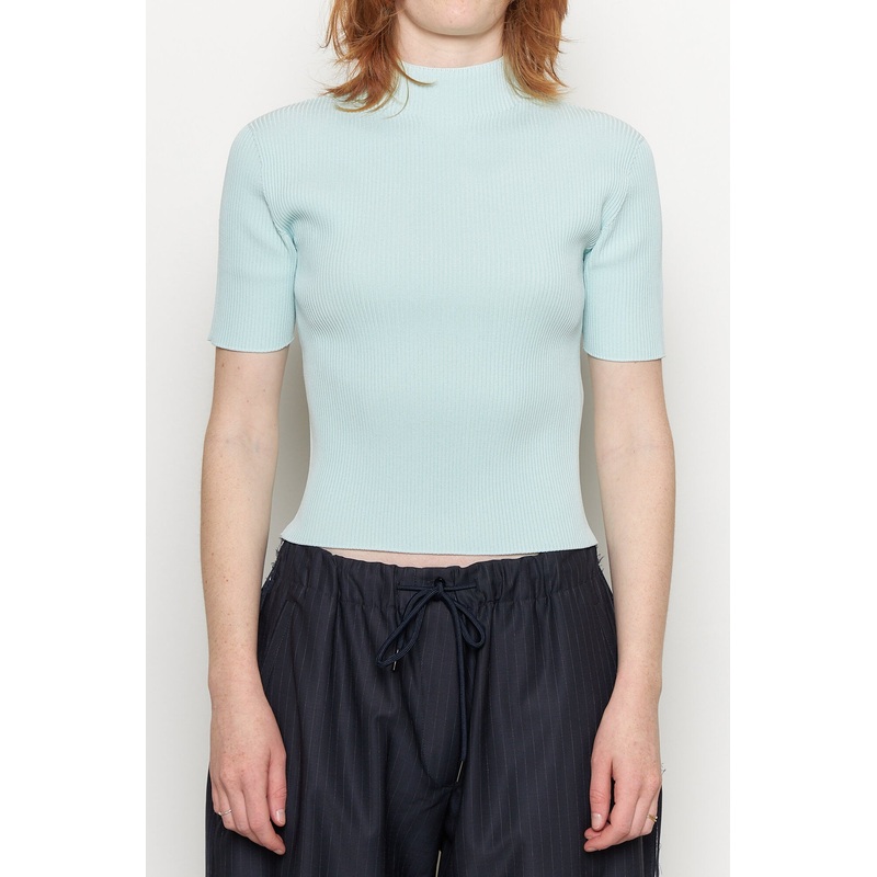 Portrait Short Sleeve Top Aqua