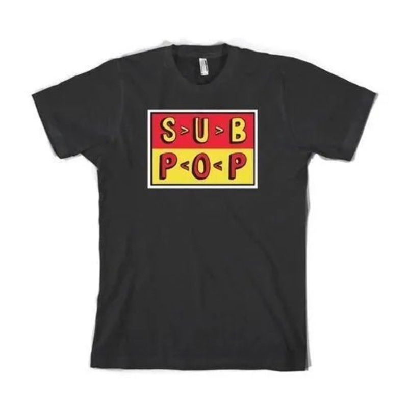 Sub Pop Cartoon Logo Ketchup & Mustard Black T-Shirt [Small size only]