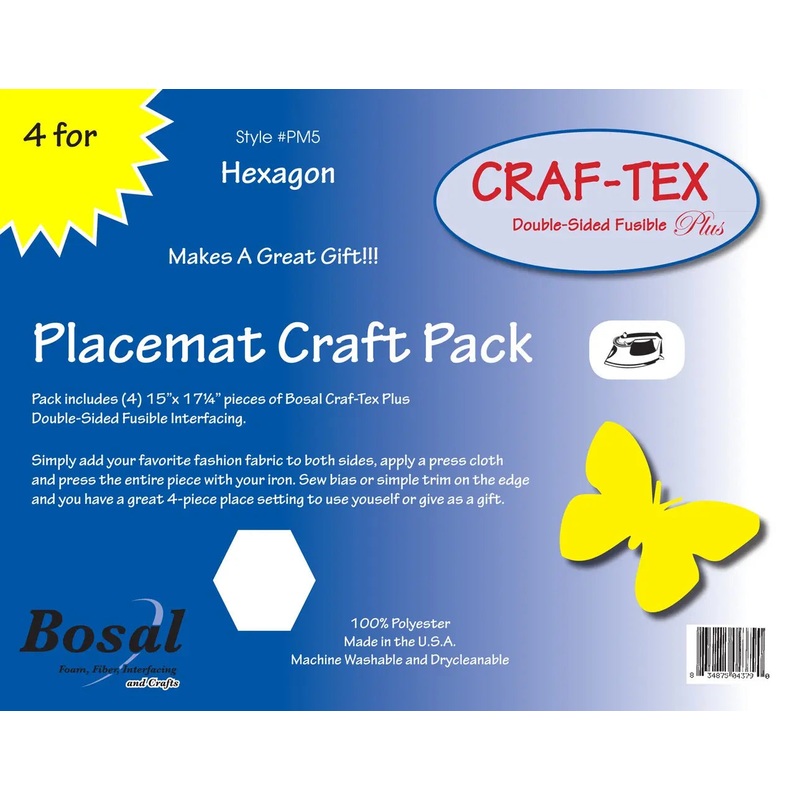 Placemat Craft Pack 15in x 17-1/4in Hexagon 4pk