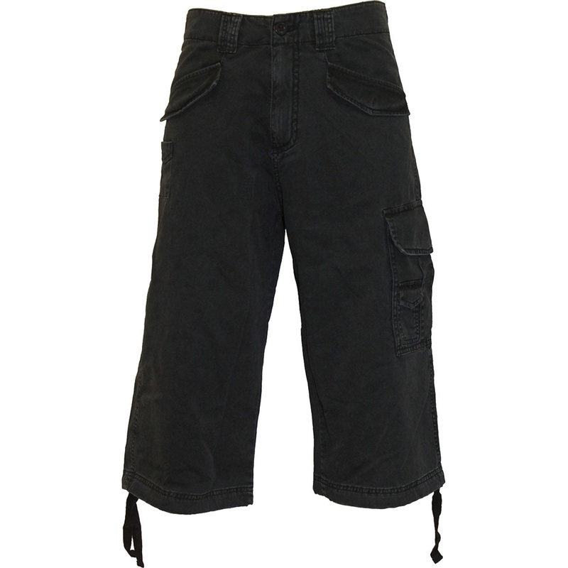 Spiral Unisex Vintage Long Cargo Shorts: Plain Black