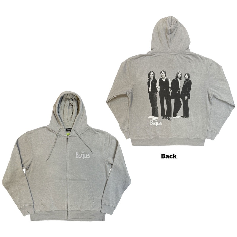 The Beatles Unisex Zipped Hoodie: White Album Marl Grey